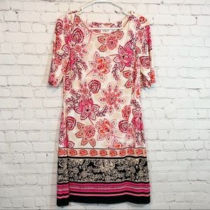 Eliza J Paisley floral pink sleeve shift dress
